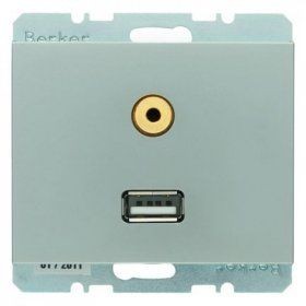 Розетка USB/3.5mm AUDIO Berker K.5 лакированный алюминий 3315397004