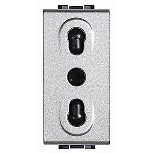 Розетка Bticino LivingLight Air Алюминий 2П + заземление 16A, 250В с защитными шторками NT4180