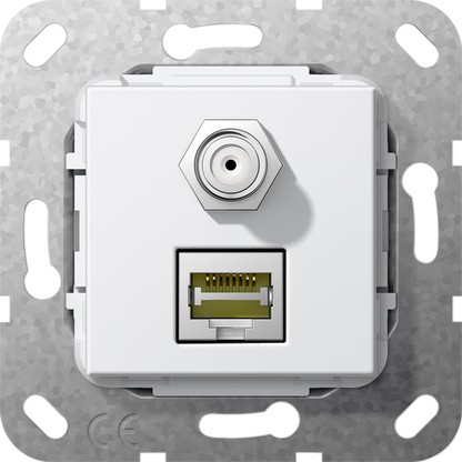 Разъем MJ RJ45 Cat Gira Белый глянец 6A 10 GB, SAT F 569703