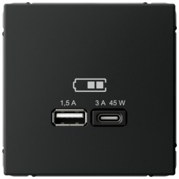 Зарядное устройство USB-A + USB-C, 45Вт (Карбон) Schneider Electric Systeme Art Gallery GAL001029