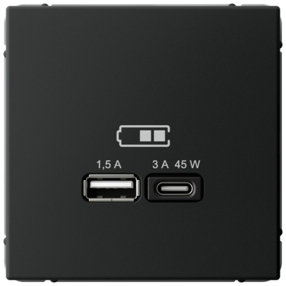 Зарядное устройство USB-A + USB-C, 45Вт (Карбон) Schneider Electric Systeme Art Gallery GAL001029