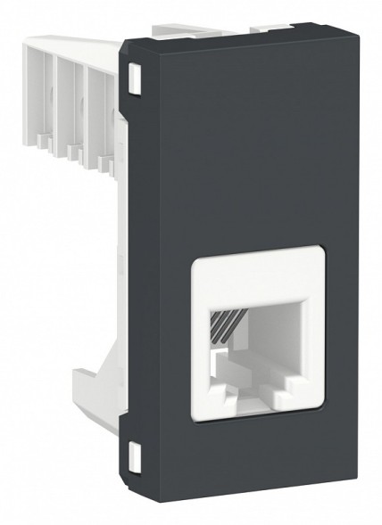 Розетка телефонная RJ12 Schneider Electric Unica Modular Антрацит 1очная, 1 Модуль NU349154