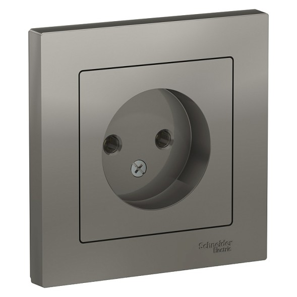Розетка Schneider Electric Atlasdesign Сталь без заземления, 16А, в сборе ATN000940