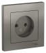Розетка Schneider Electric Atlasdesign Сталь без заземления, 16А, в сборе ATN000940