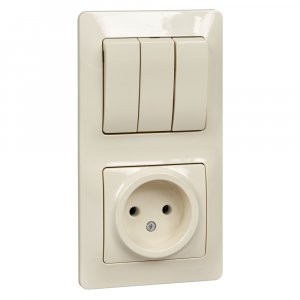 БЛОК: Розетка + 3кл. Выключатель Schneider Electric Glossa Бежевый GSL000276