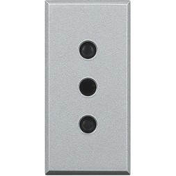 Розетка Bticino Axolute Алюминий 2К+З, 10 А 250 В~, с заземляющими контактами, 4 мм HC4113