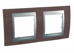 Рамка Schneider Electric Unica Top Табачное дерево / Алюминий 2 поста MGU66.004.0M4
