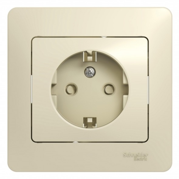 Розетка с заземлением со шторками, 16А, в сборе Schneider Electric Glossa Бежевый GSL000244