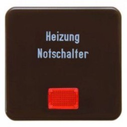 Клавиша Berker IP44 коричневый с красной линзой и надписью &quot;Heizung Notschalter&quot; с блеском Влагозащищенный скрытый монтаж 156801