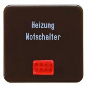 Клавиша Berker IP44 коричневый с красной линзой и надписью &quot;Heizung Notschalter&quot; с блеском Влагозащищенный скрытый монтаж 156801