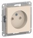 Розетка Schneider Electric Atlasdesign Бежевый без заземления со шторками, 16А, механизм ATN000249