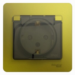 Розетка с зазем. со шторками с крышкой,IP4416А, 250В,в сборе Schneider Electric Glossa Фисташковый GSL001048