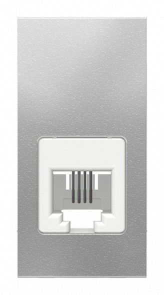 Розетка телефонная RJ12 Schneider Electric Unica Modular Алюминий 1очная, 1 Модуль NU349130