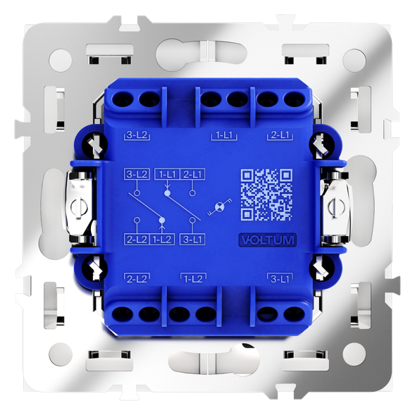 Проходной переключатель встраиваемый VOLTUM S70 двухклавишный с подсветкой 10А, (белый матовый)