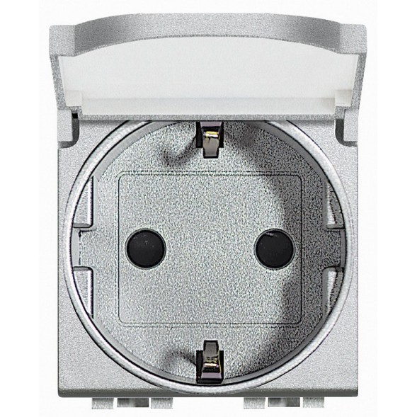 Розетка Bticino Living Light алюминий 2К+З с крышкой NT4141PW