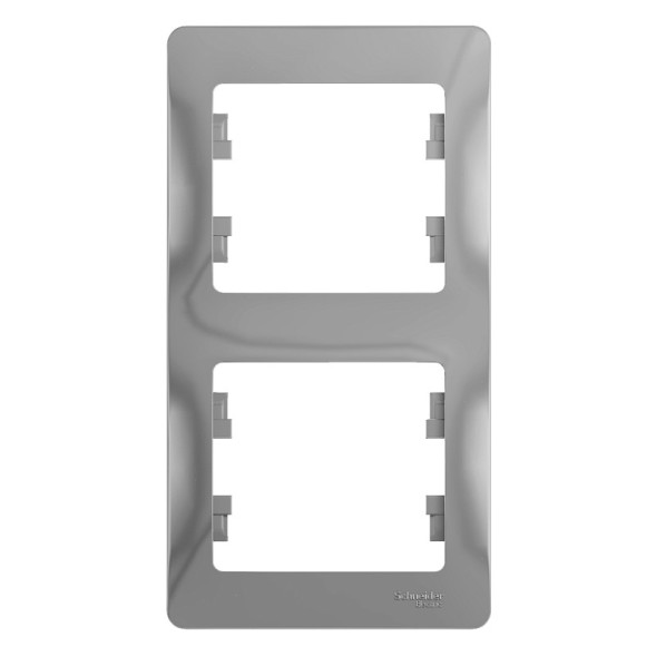 Рамка Schneider Electric Glossa Алюминий 2 поста вертикальная GSL000306