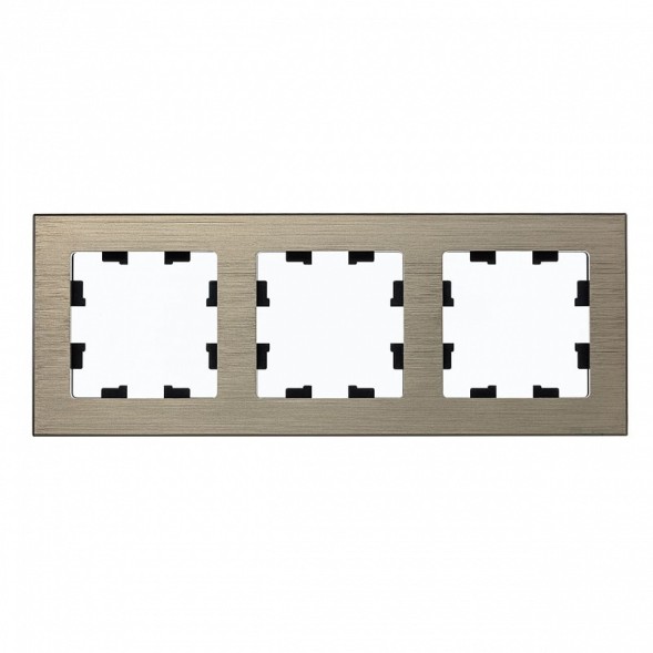 Рамка Schneider Electric Atlasdesign тройная Nature латунь металл ATN312203