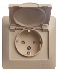 Розетка с заземлением со шторками с крышкой, 16А, IP20, в сборе Schneider Electric Glossa Бежевый GSL000246