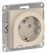 Розетка Schneider Electric Atlasdesign Бежевый с заземлением со шторками с выталк., 16А, механизм ATN000247