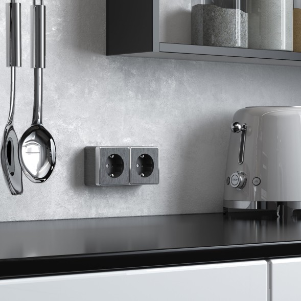 Розетка с заземлением Gallant графит рифленый Werkel W5071004