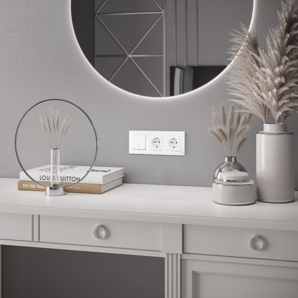 Выключатель одноклавишный проходной с подсветкой (белый) Werkel W1112101