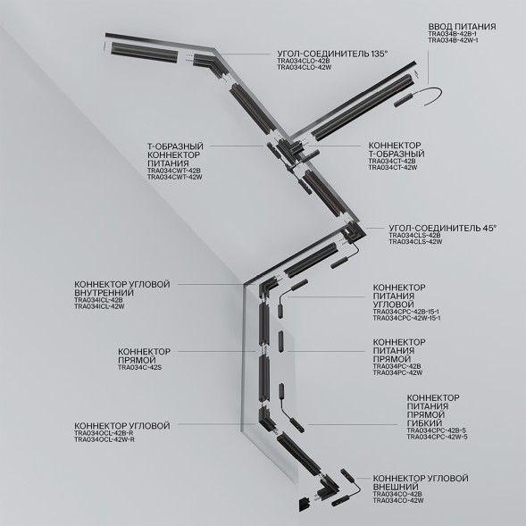 Шинопровод встраиваемый Technical TRX034-421.12W