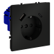 Розетка встраиваемая VOLTUM S70 с заземлением и защитными шторками, 16А, с USB, A+С, (черный матовый