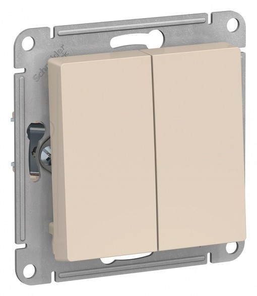 Двухклавишный переключатель Schneider Electric Atlasdesign Бежевый сх.6/2, 10АХ, механизм ATN000265