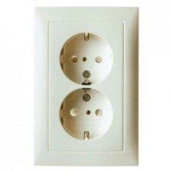 Двойная штепсельная розетка Berker S.1 белый, с блеском SCHUKO, цельная 47548982