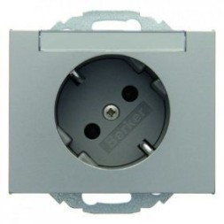 Штепсельная розетка Berker K.5 стальной лак SCHUKO 45° с полем для надписей 47287104