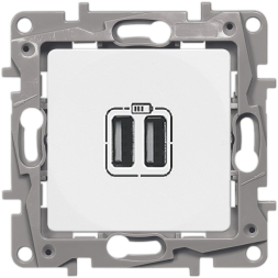 Зарядное устройство Legrand Etika белый с двумя USB разьемами 240В/5В 2400мА 672294