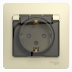 Розетка с заземлением со шторками с крышкой, 16А, IP44 в сборе Schneider Electric Glossa Бежевый GSL000248