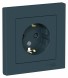 Розетка Schneider Electric Atlasdesign Изумруд с заземлением со шторками, 16А, в сборе ATN000844