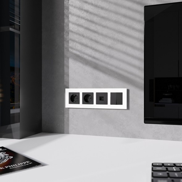 Рамка из поликарбоната на 4 поста Slab белый софт Werkel W0042961