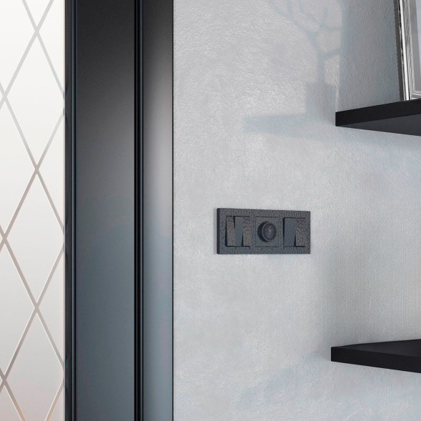 Выключатель двухклавишный (Hammar черный) Werkel W1220008