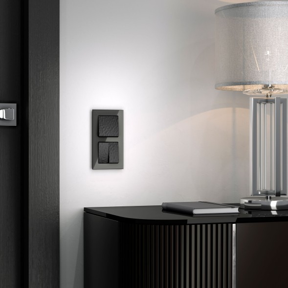 Выключатель двухклавишный (Hammar черный) Werkel W1220008