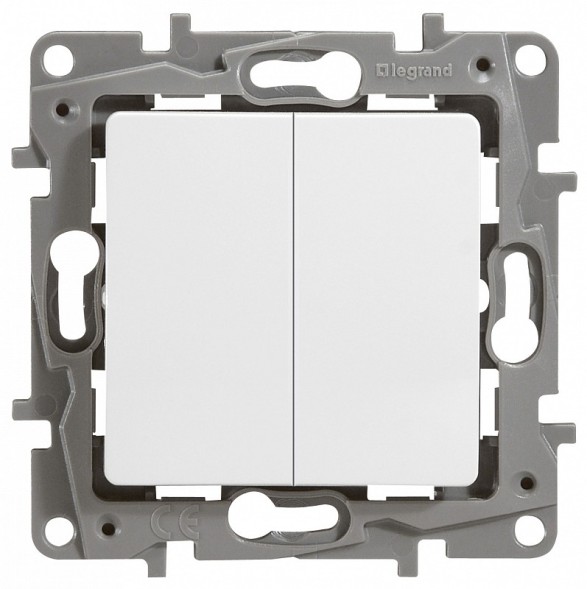 Выключатель Legrand Etika белый двухклавишный с подсветкой 10 A 250 В~ 672204