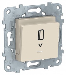 Выключатель карточный Schneider Electric Unica Studio Бежевый с подсветкой, 10 А NU528344