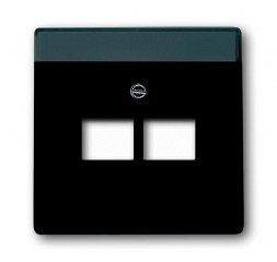 Плата центральная (накладка) ABB Future чёрный бархат для 2-постовой телекоммуникационной розетки 0214 0215 0217 0218 с полем для надписи 2CKA001710A3911 1803-02-885