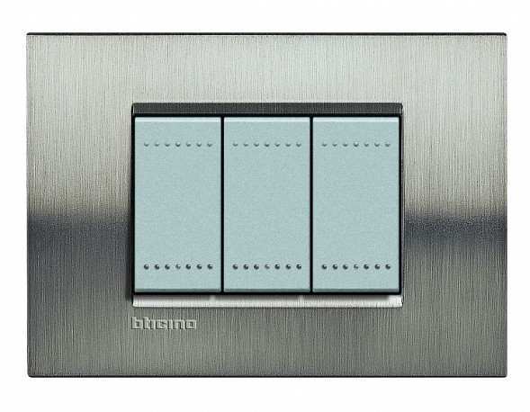Рамка Bticino LivingLight Квадрат Фактурная сталь 3 модуля LNA4803ACS