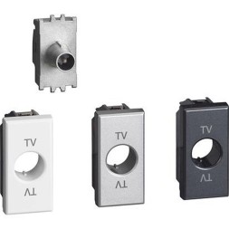 Розетка оконечная TV Bticino Axolute для схемы «шлейф&quot;. Затухание - 10дБ. Штыревой разъем 9,5 мм, экранированная. 1 модуль. Поставляется в комплекте с лицевыми панелями цветов &quot;Белый&quot;, &quot;Алюминий&quot;, &quot;Антрацит&quot; H4202P10