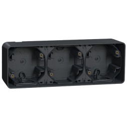 Коробка горизонтальная Schneider Electric 3 поста накладного монтажа Mureva Styl IP55 Антрацит MUR37713