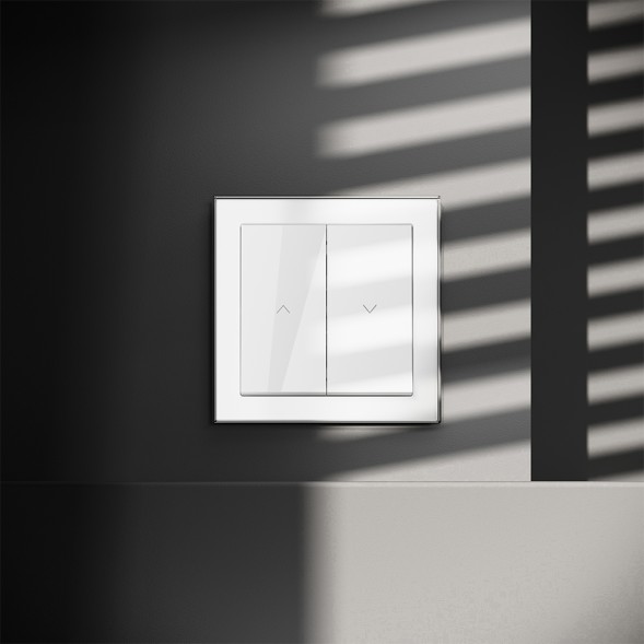 Выключатель встраиваемый VOLTUM S70 для жалюзи 10А, (белый глянцевый)