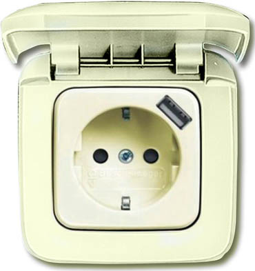 Рамка с крышкой ABB Busch-Duro 2000 SL Слоновая кость 1 пост 1719-0-0111