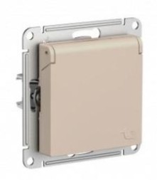 ATN001246 Atlasdesign РОЗЕТКА с заземл. со шторк. с крышкой, 16А, IP20, механизм, Песочный Schneider Electric