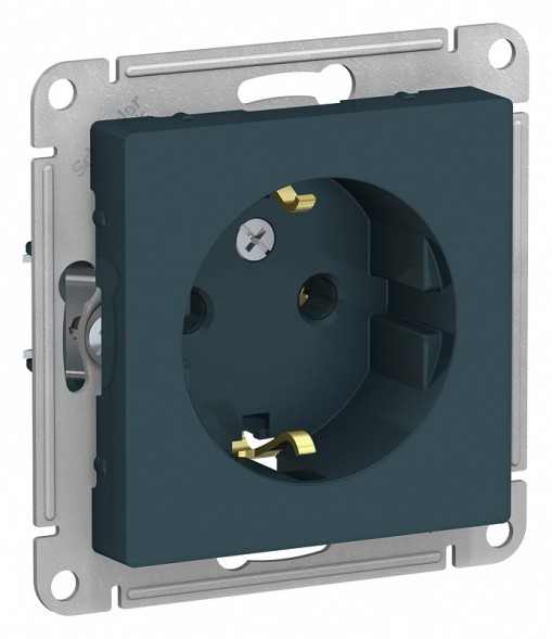 Розетка Schneider Electric Atlasdesign Изумруд с заземлением, 16А, механизм ATN000843
