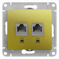 Розетка двойная компьютерная RJ45+RJ45, кат.5E, механизм Schneider Electric Glossa Фисташковый GSL001085KK