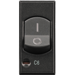 Двухполюсный термомагнитный выключатель Bticino Axolute Антрацит с индикатором защиты 1 полюса, 6 А HS4301/6