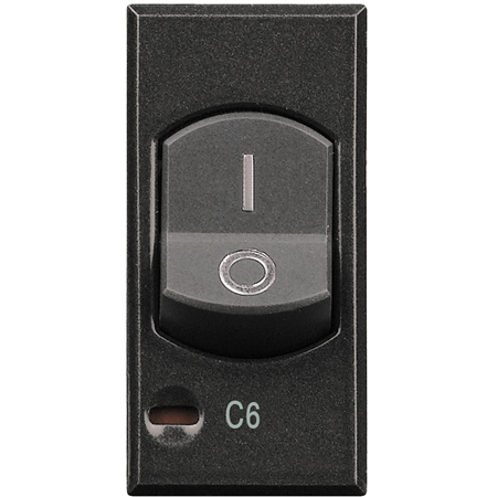 Двухполюсный термомагнитный выключатель Bticino Axolute Антрацит с индикатором защиты 1 полюса, 6 А HS4301/6