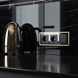 Рамка из металла на 3 поста Baguette черный/латунь W0032852